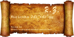 Ruzicska Zétény névjegykártya